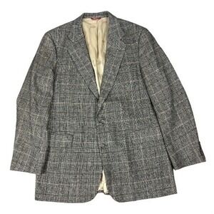 Vintage‎ Jos. A. Bank Clothiers Camel Hair Blazer Glen Plaid Union Made Size 44R